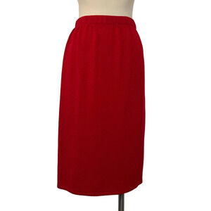 St. John Pencil Skirt Santana Knit Lipstick Red Knee Length Vintage USA Made 12